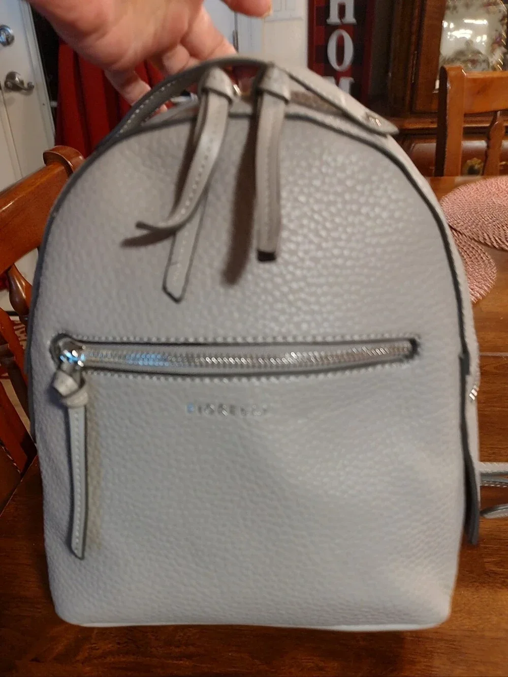 Fiorelli Light Gray Pebbled Mini Backpack